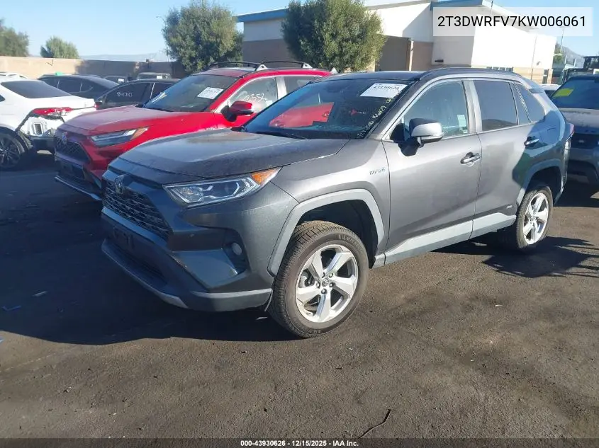 2T3DWRFV7KW006061 2019 Toyota Rav4 Hybrid Limited