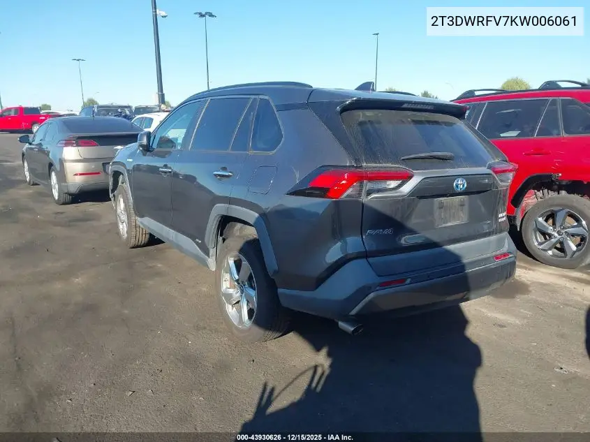 2T3DWRFV7KW006061 2019 Toyota Rav4 Hybrid Limited
