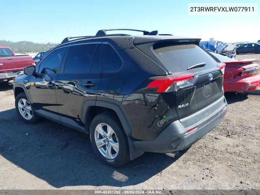 2T3RWRFVXLW077911 2020 Toyota Rav4 Hybrid Xle