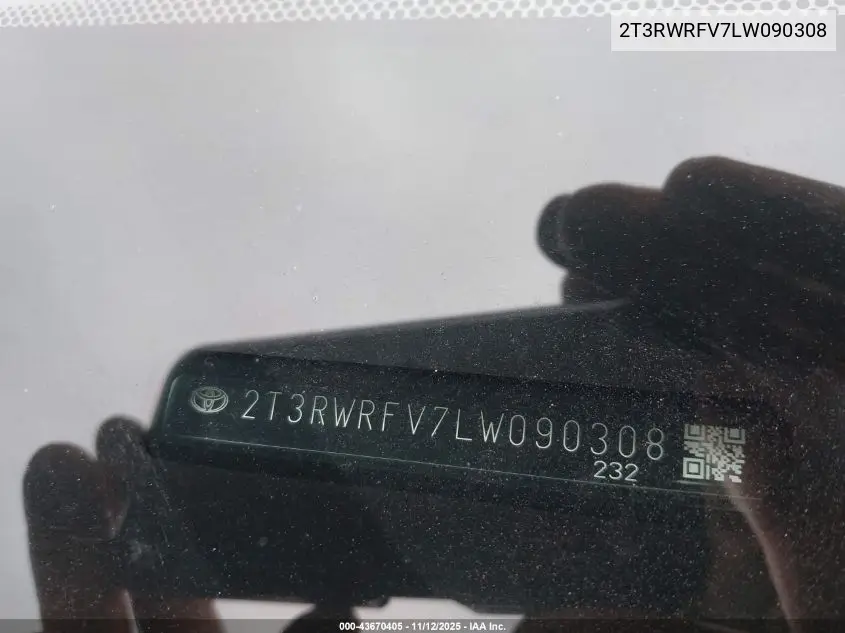 2T3RWRFV7LW090308 2020 Toyota Rav4 Hybrid Xle