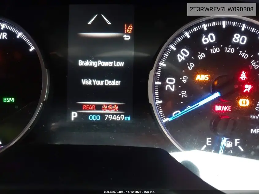 2T3RWRFV7LW090308 2020 Toyota Rav4 Hybrid Xle