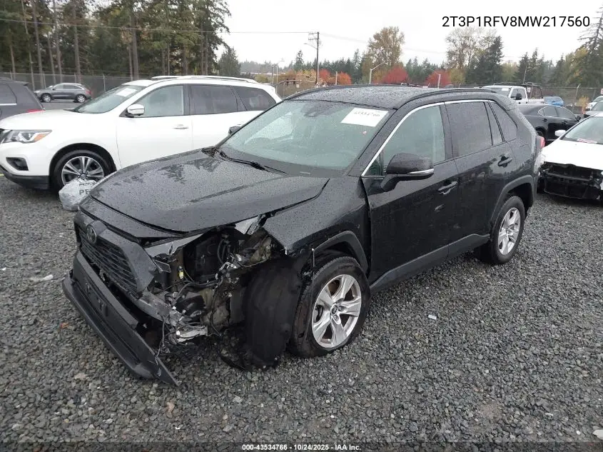 2T3P1RFV8MW217560 2021 Toyota Rav4 Xle