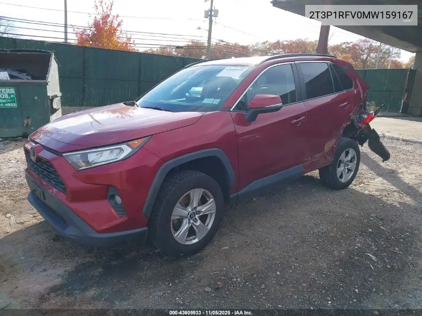 2T3P1RFV0MW159167 2021 Toyota Rav4 Xle