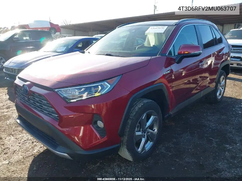 4T3D6RFV2MU063707 2021 Toyota Rav4 Limited