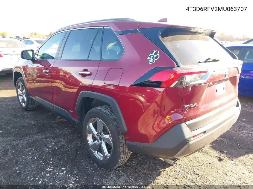 4T3D6RFV2MU063707 2021 Toyota Rav4 Limited