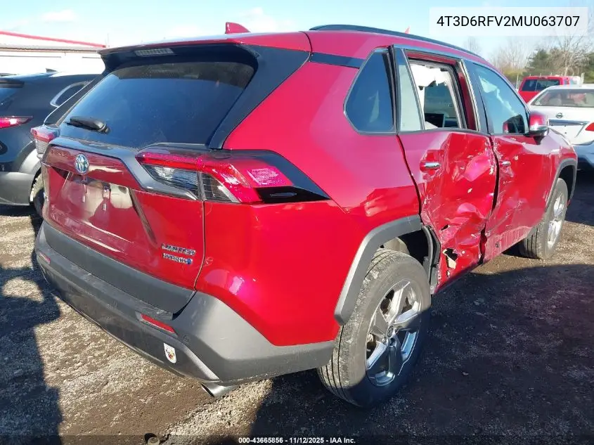 4T3D6RFV2MU063707 2021 Toyota Rav4 Limited