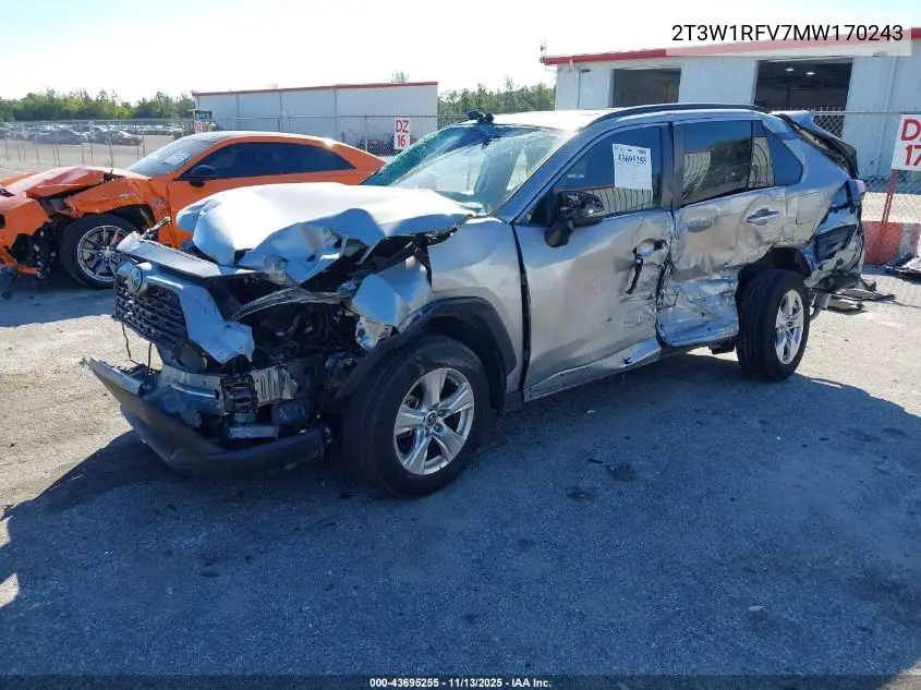 2T3W1RFV7MW170243 2021 Toyota Rav4 Xle