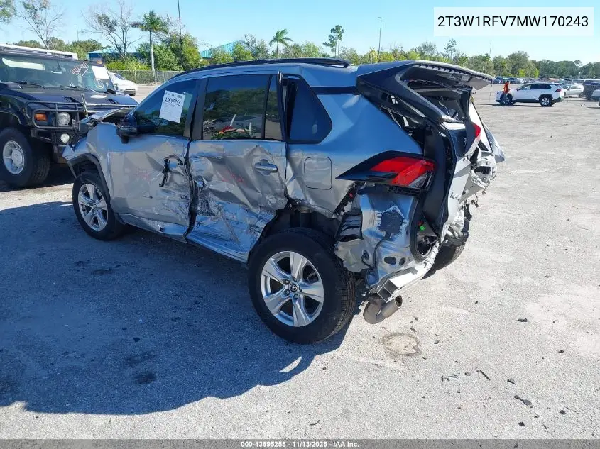 2T3W1RFV7MW170243 2021 Toyota Rav4 Xle