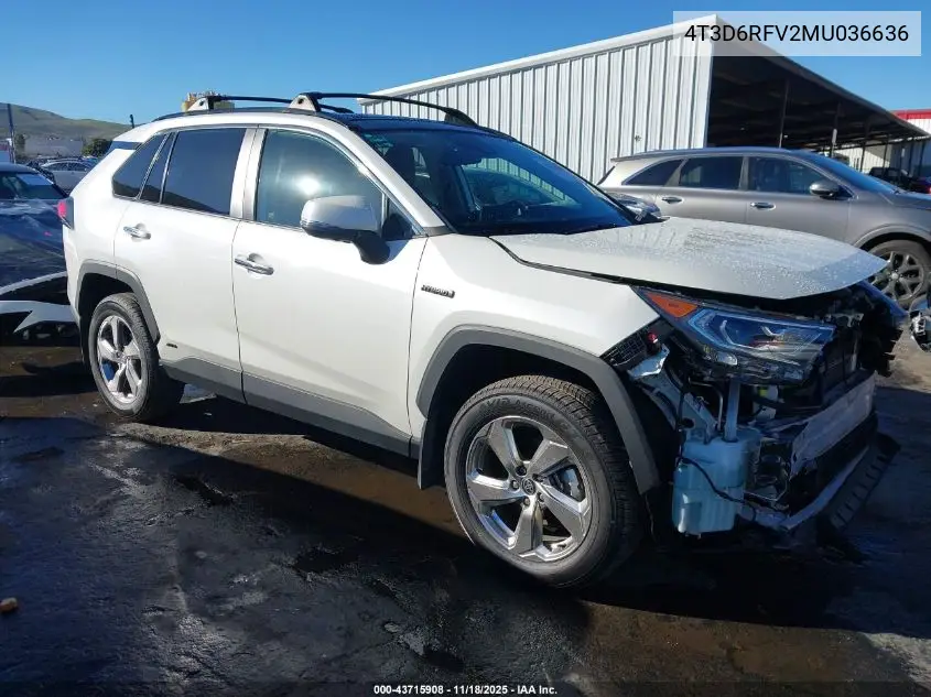 4T3D6RFV2MU036636 2021 Toyota Rav4 Hybrid Limited