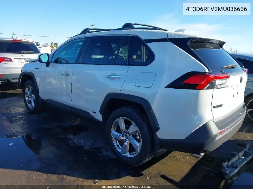 4T3D6RFV2MU036636 2021 Toyota Rav4 Hybrid Limited