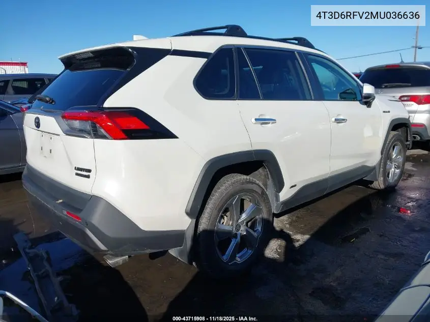 4T3D6RFV2MU036636 2021 Toyota Rav4 Hybrid Limited