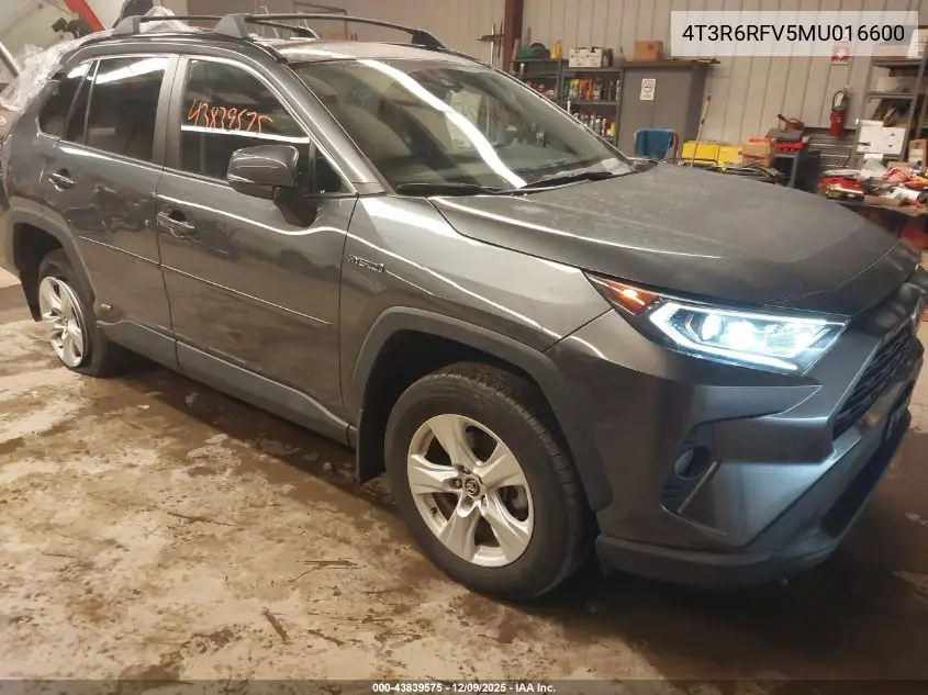 4T3R6RFV5MU016600 2021 Toyota Rav4 Hybrid Xle
