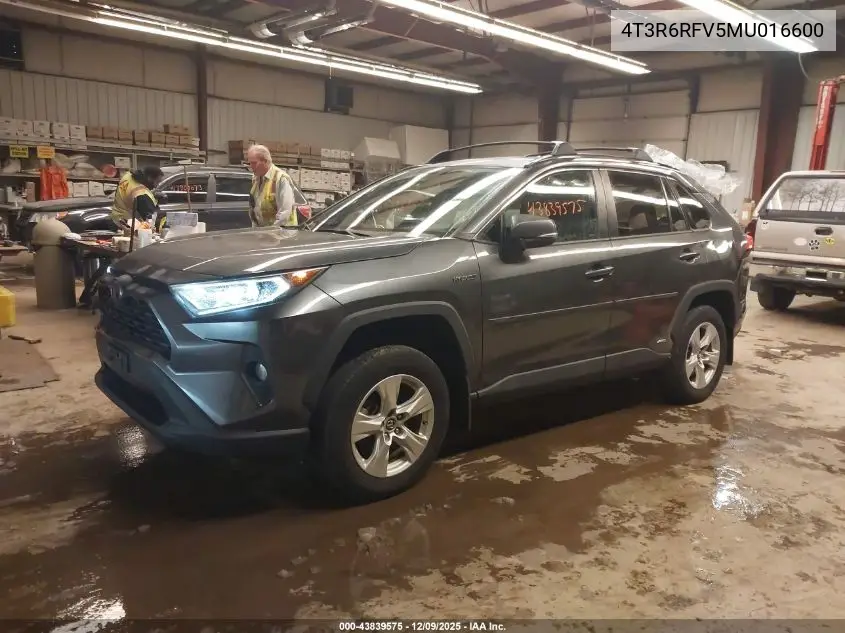 4T3R6RFV5MU016600 2021 Toyota Rav4 Hybrid Xle
