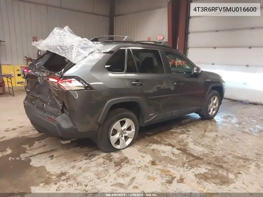 4T3R6RFV5MU016600 2021 Toyota Rav4 Hybrid Xle