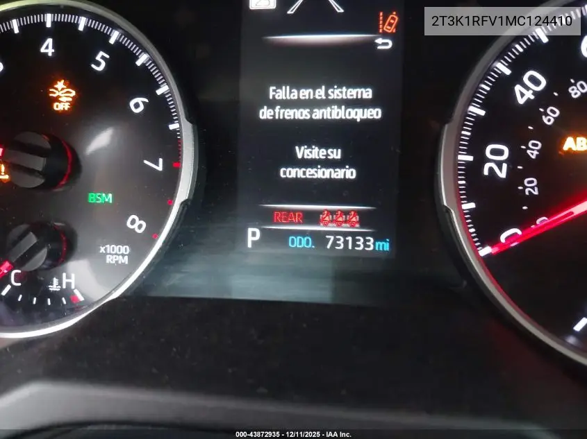 2T3K1RFV1MC124410 2021 Toyota Rav4 Le