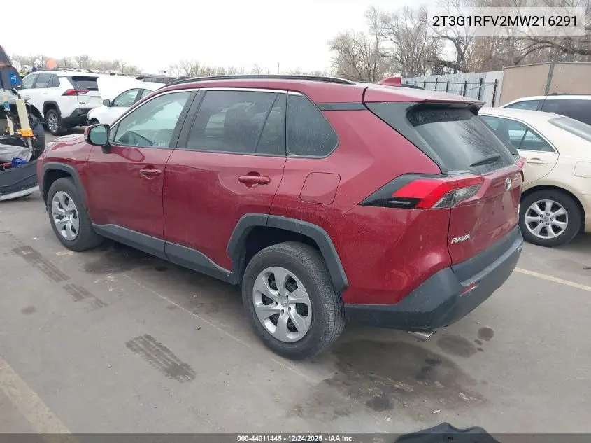 2T3G1RFV2MW216291 2021 Toyota Rav4 Le