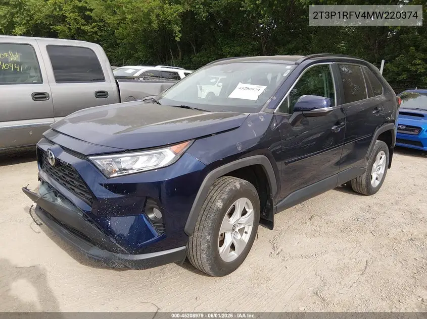 2T3P1RFV4MW220374 2021 Toyota Rav4 Xle