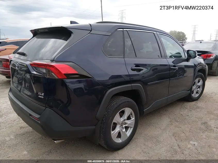 2T3P1RFV4MW220374 2021 Toyota Rav4 Xle