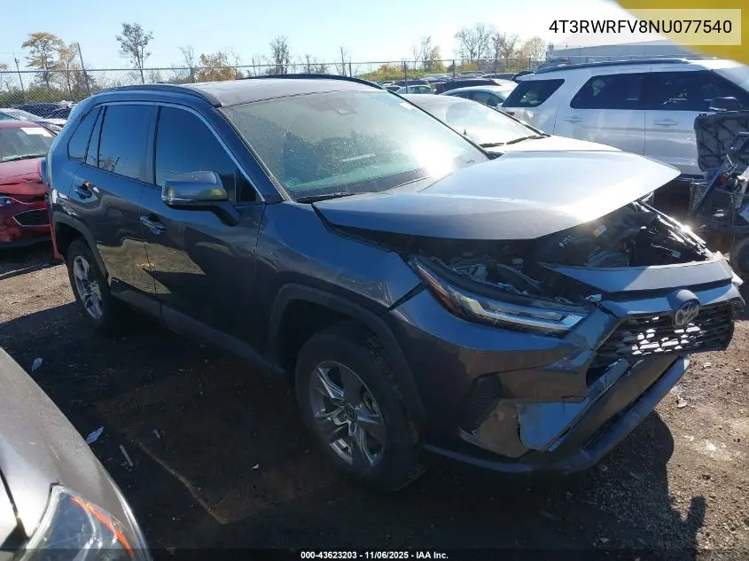 4T3RWRFV8NU077540 2022 Toyota Rav4 Hybrid Xle