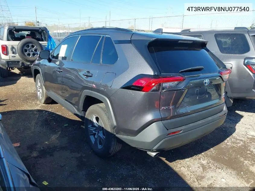 4T3RWRFV8NU077540 2022 Toyota Rav4 Hybrid Xle