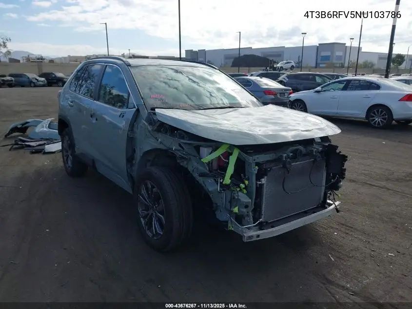 4T3B6RFV5NU103786 2022 Toyota Rav4 Hybrid Xle Premium