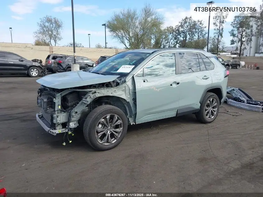 4T3B6RFV5NU103786 2022 Toyota Rav4 Hybrid Xle Premium