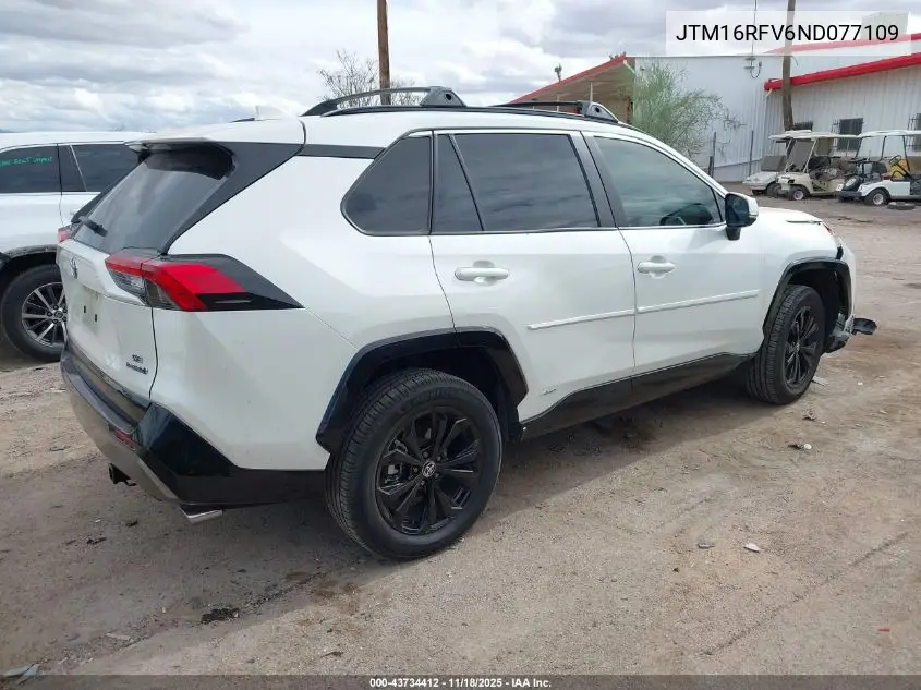 JTM16RFV6ND077109 2022 Toyota Rav4 Hybrid Se
