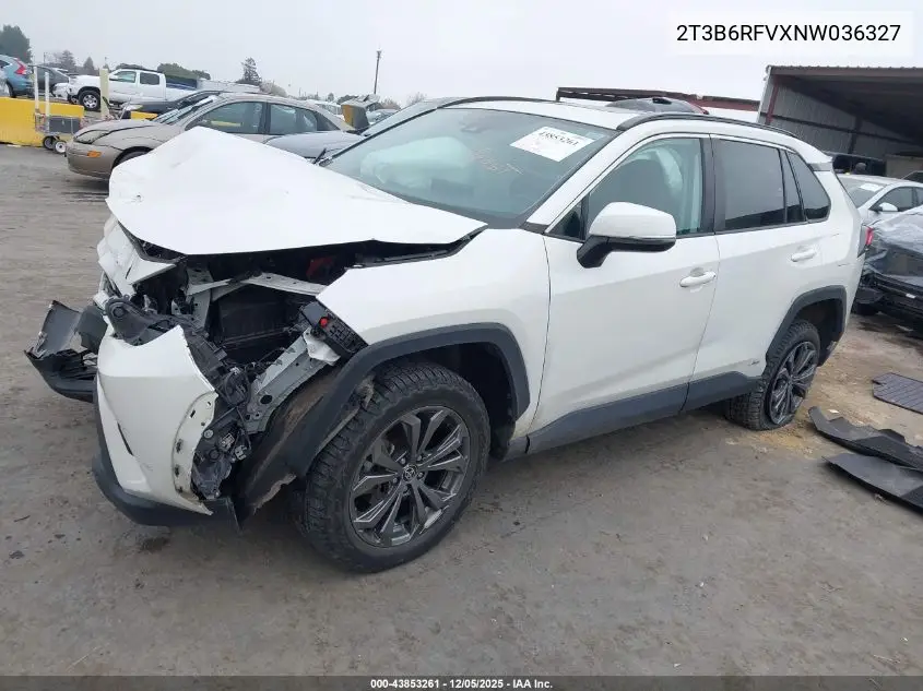 2T3B6RFVXNW036327 2022 Toyota Rav4 Hybrid Xle Premium
