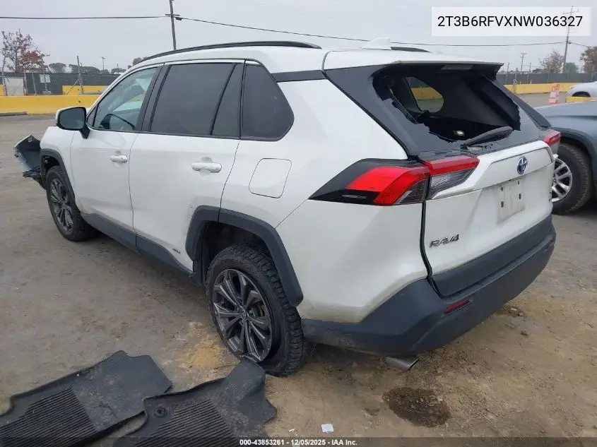 2T3B6RFVXNW036327 2022 Toyota Rav4 Hybrid Xle Premium