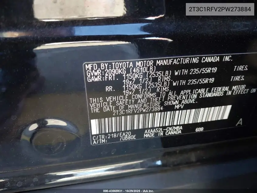2T3C1RFV2PW273884 2023 Toyota Rav4 Xle Premium