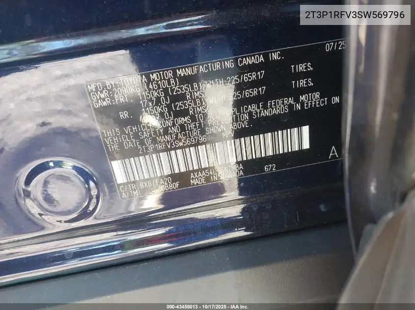 2T3P1RFV3SW569796 2025 Toyota Rav4 Xle