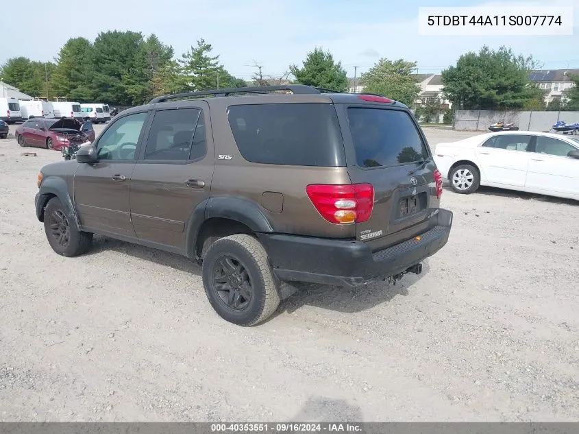 2001 Toyota Sequoia Sr5 V8 VIN: 5TDBT44A11S007774 Lot: 40353551