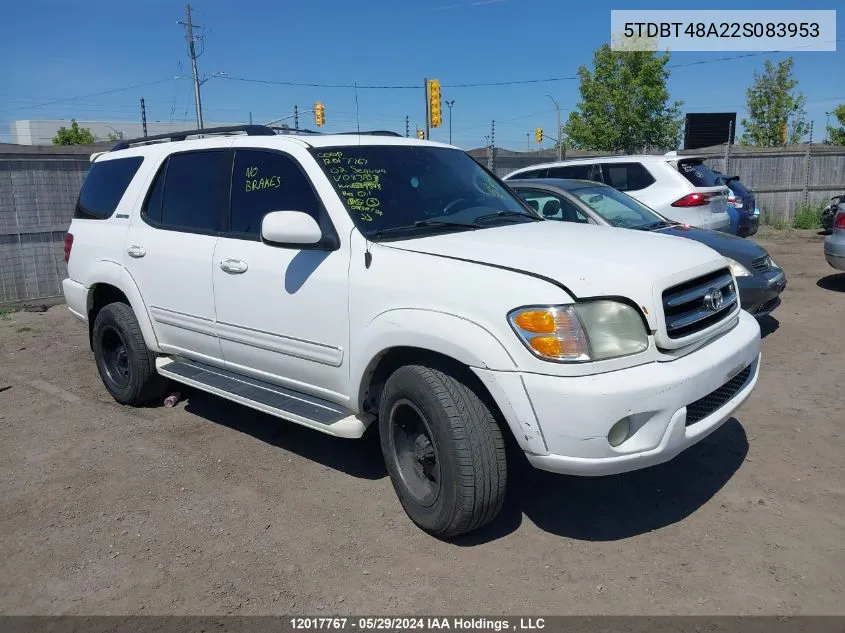 2002 Toyota Sequoia Limited VIN: 5TDBT48A22S083953 Lot: 12017767