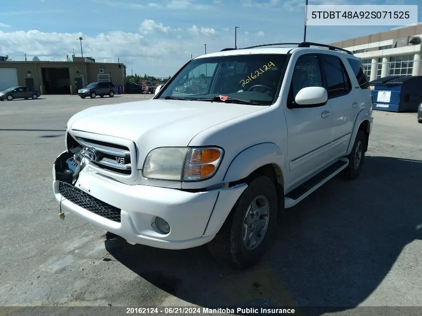 2002 Toyota Sequoia Limited VIN: 5TDBT48A92S071525 Lot: 20162124