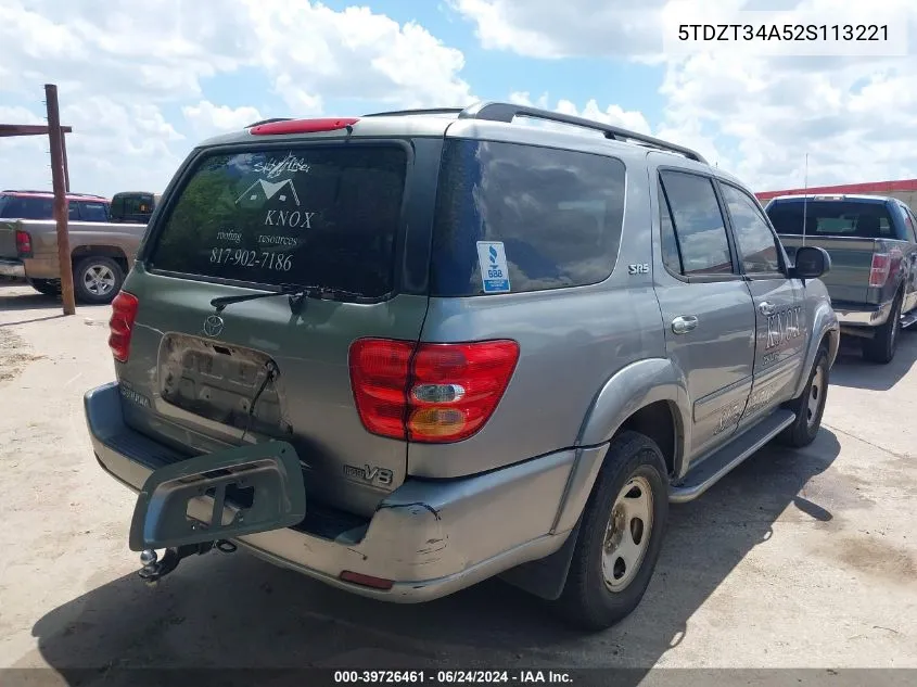 5TDZT34A52S113221 2002 Toyota Sequoia Sr5 V8