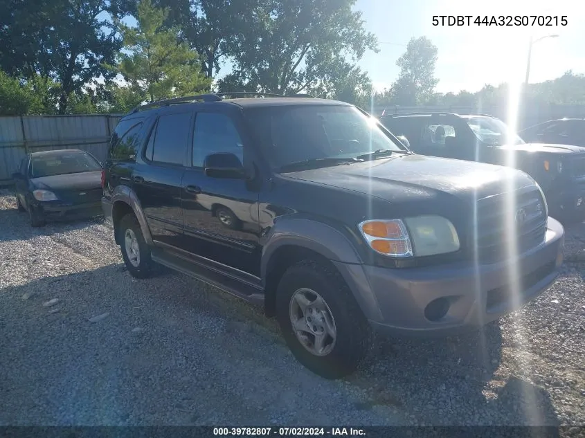 2002 Toyota Sequoia Sr5 V8 VIN: 5TDBT44A32S070215 Lot: 39782807