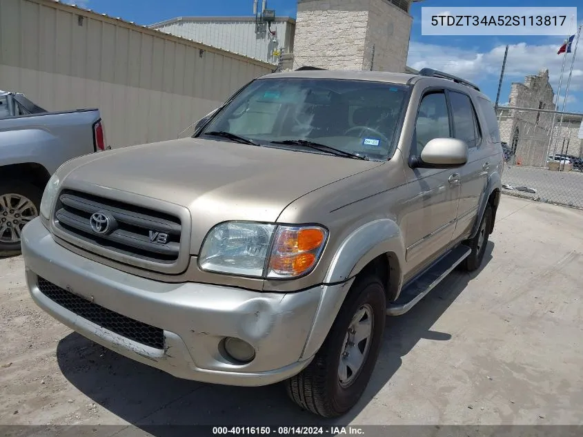 5TDZT34A52S113817 2002 Toyota Sequoia Sr5 V8