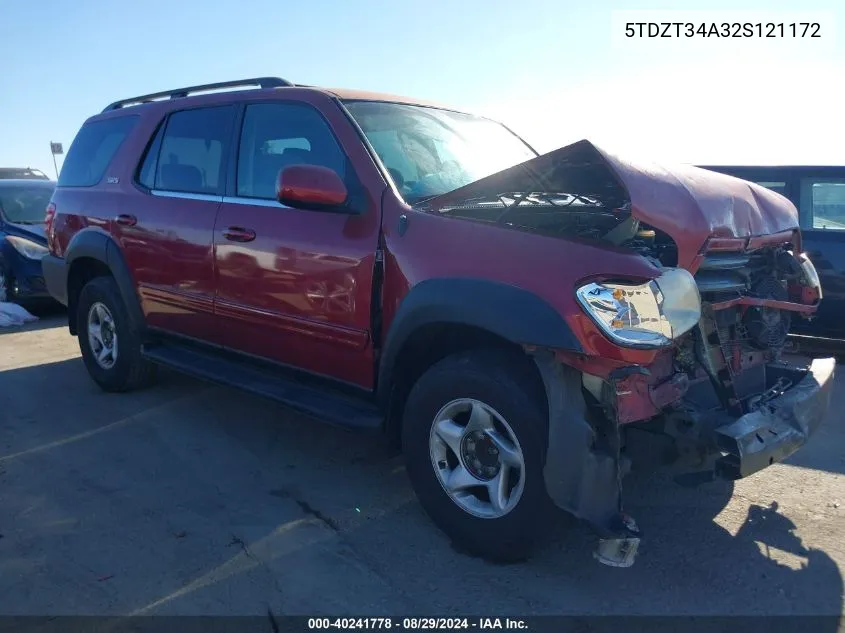 5TDZT34A32S121172 2002 Toyota Sequoia Sr5 V8