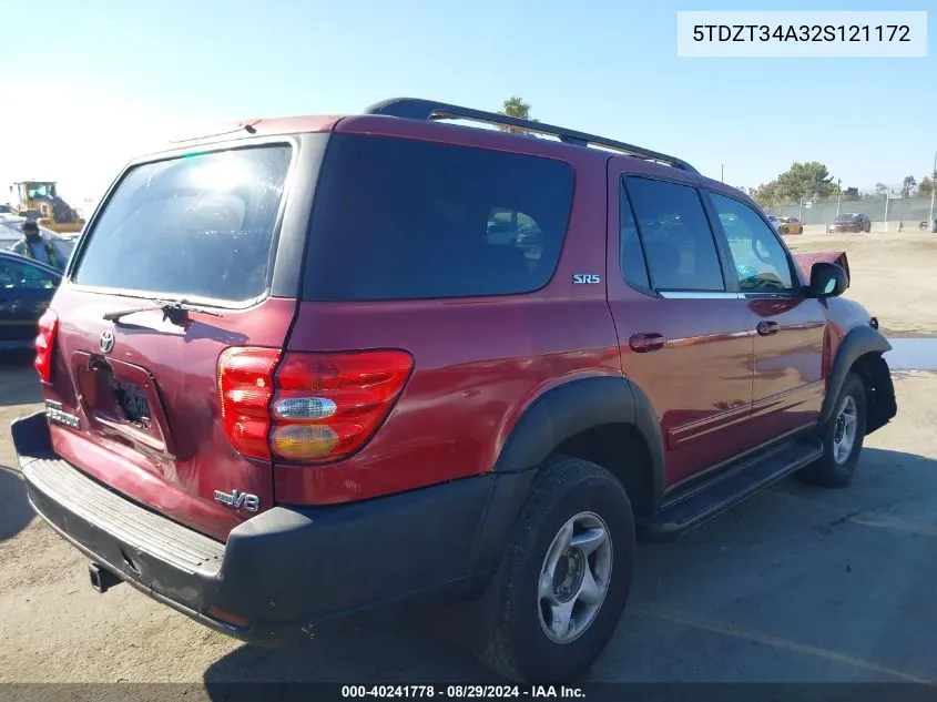 5TDZT34A32S121172 2002 Toyota Sequoia Sr5 V8