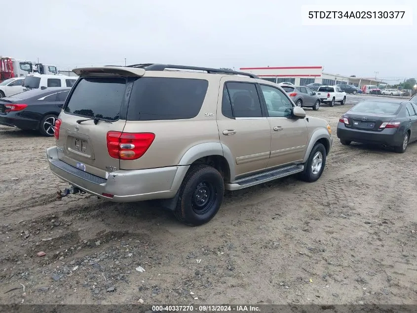 2002 Toyota Sequoia Sr5 VIN: 5TDZT34A02S130377 Lot: 40337270