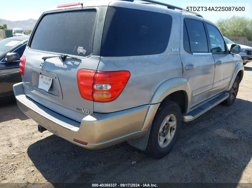 5TDZT34A22S087600 2002 Toyota Sequoia Sr5