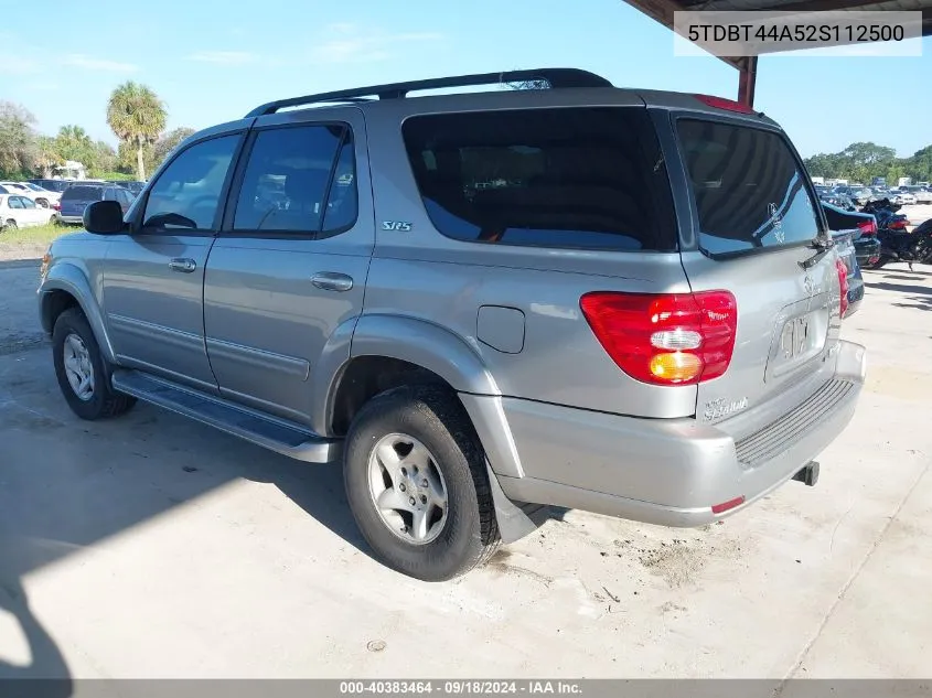 2002 Toyota Sequoia Sr5 V8 VIN: 5TDBT44A52S112500 Lot: 40383464