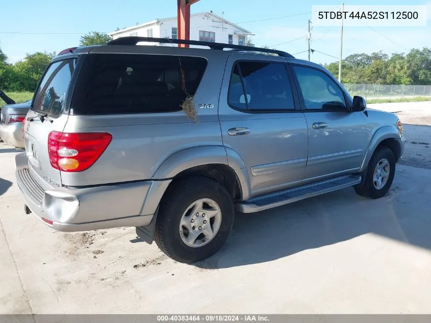 2002 Toyota Sequoia Sr5 V8 VIN: 5TDBT44A52S112500 Lot: 40383464