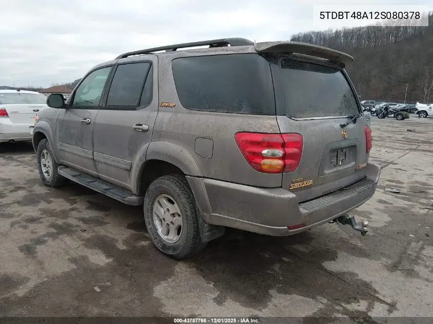 5TDBT48A12S080378 2002 Toyota Sequoia Limited V8