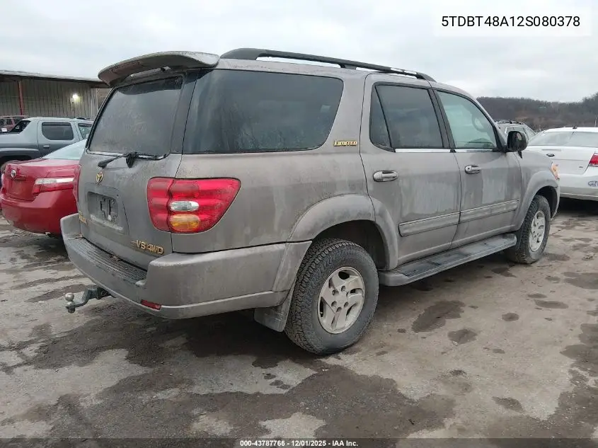 5TDBT48A12S080378 2002 Toyota Sequoia Limited V8