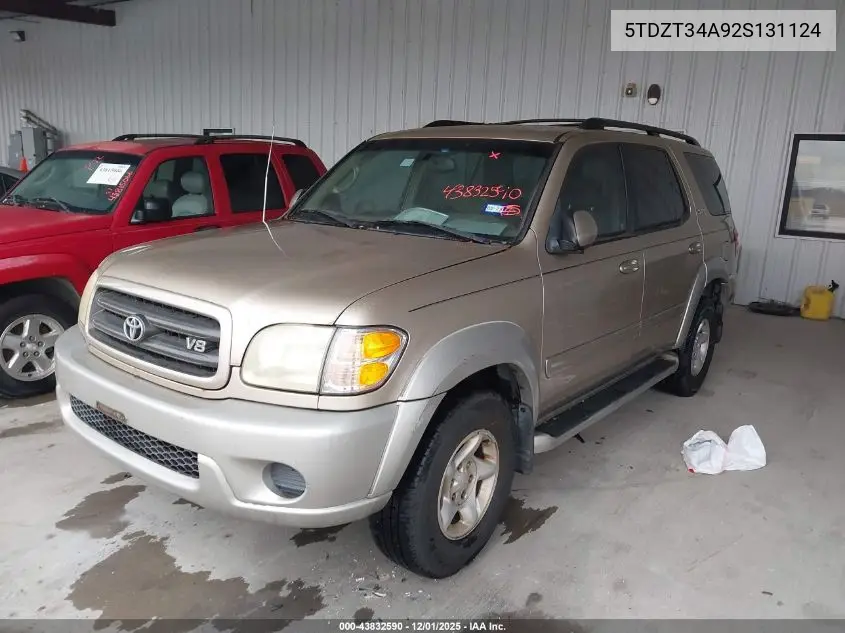 5TDZT34A92S131124 2002 Toyota Sequoia Sr5 V8