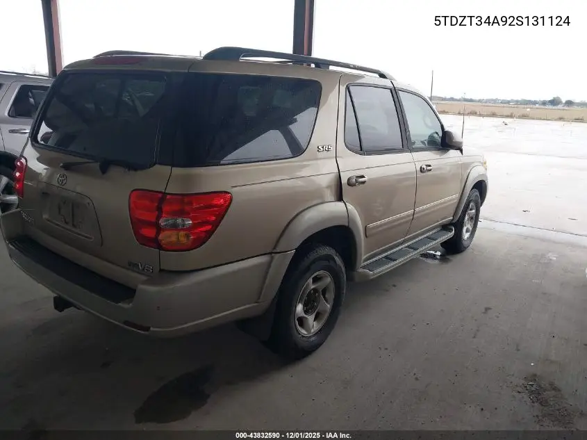 5TDZT34A92S131124 2002 Toyota Sequoia Sr5 V8