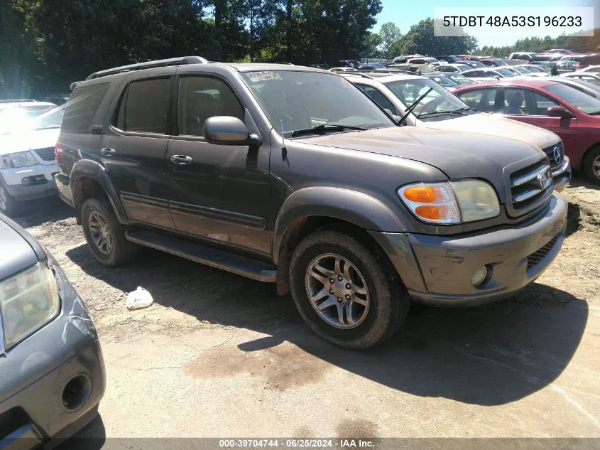 2003 Toyota Sequoia Limited VIN: 5TDBT48A53S196233 Lot: 39704744