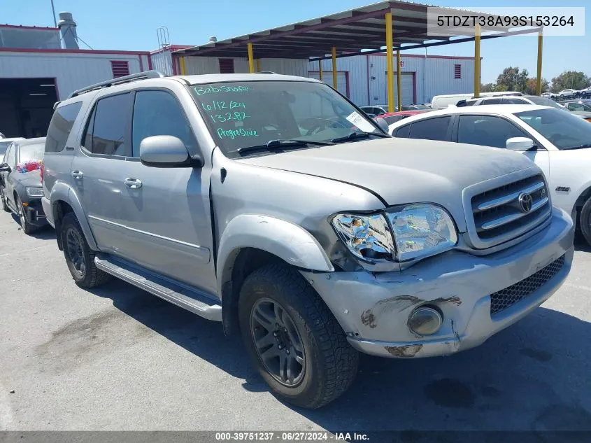 2003 Toyota Sequoia Limited VIN: 5TDZT38A93S153264 Lot: 39751237