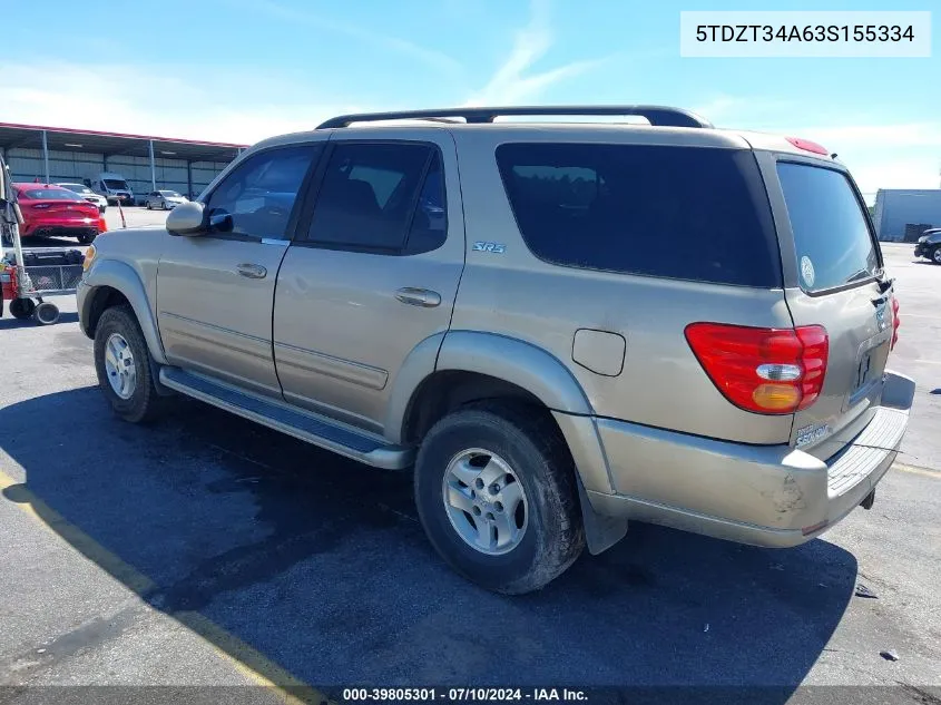 5TDZT34A63S155334 2003 Toyota Sequoia Sr5 V8